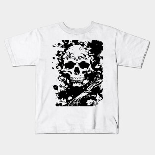 gothic skull with flowers Kids T-Shirt